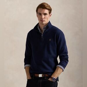 Polo RL Navy Estate-Rib Quarter-Zip Pullover 2XL